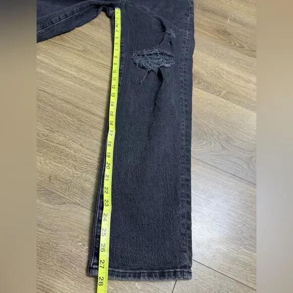 Madewell The Mid-Rise Perfect Vintage Straight Jean Black Ripped Edition Size 26 - Picture 13 of 13